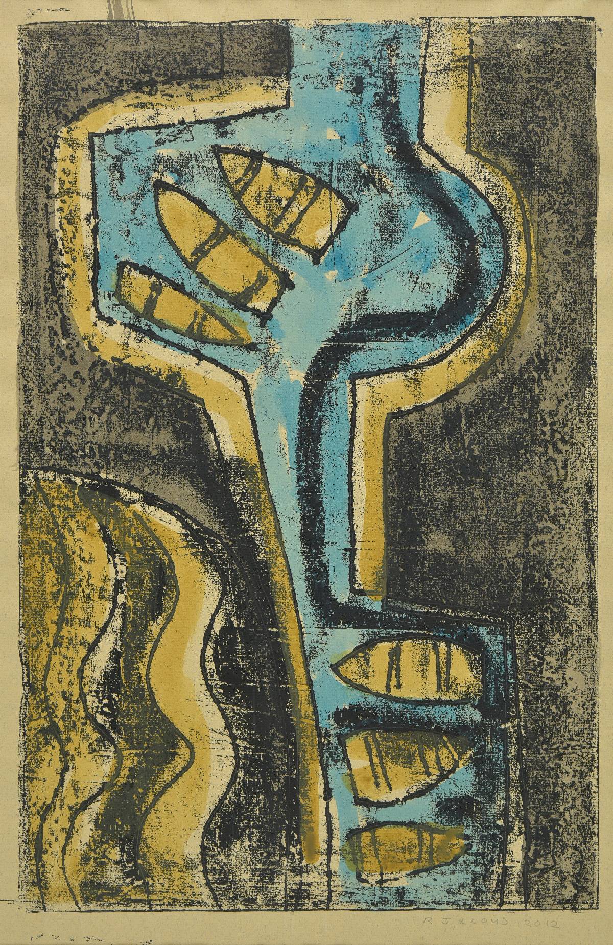 *Lloyd (Reginald J., 1926- ). Rain, 1953, monotype on paper, signed and dated lower left, 25 x 18.