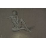 *De Morgan (Evelyn, 1855-1919). Male nude, black & white chalk on dark brown paper, full-length