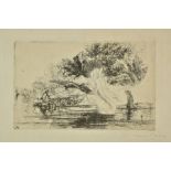 *Haden (Francis Seymour, 1818-1910 ). Penton Hook, 1864, etching on old laid paper, a rare touched