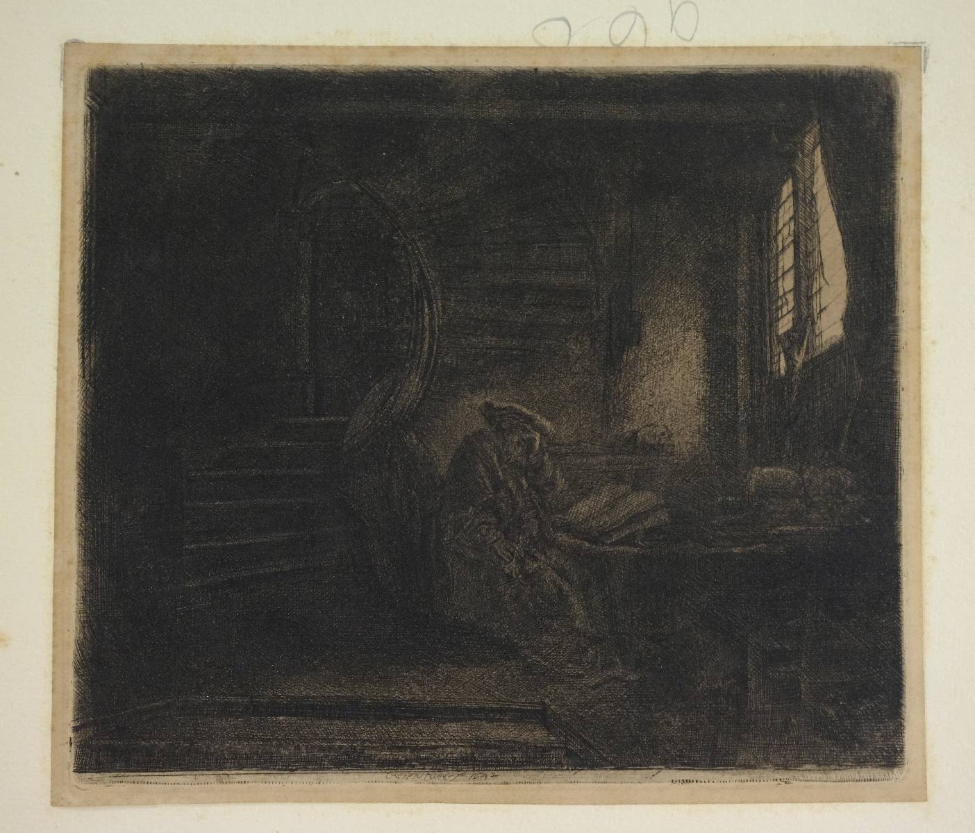 *Rembrandt (Harmensz. van Rijn, 1606-1669). St. Jerome in a dark chamber, 1642 (Bartsch 105; - Image 4 of 10