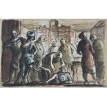 *Ardizzone (Edward, 1900-1979). Girls fighting at the Warrington, 1930, goutelette print on