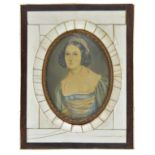 *Portrait miniature. Lady Cambridge, mid 19th century, oval portrait miniature, gouache and