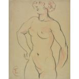 *Carrick (Edward, 1905-1998). Female Nude, pastel drawing on thin paper, monogrammed lower left, pin