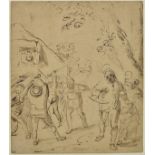 *Attributed to Adrian Brouwer (1600-1638). Peasants fighting, pen and brown ink with brown wash on
