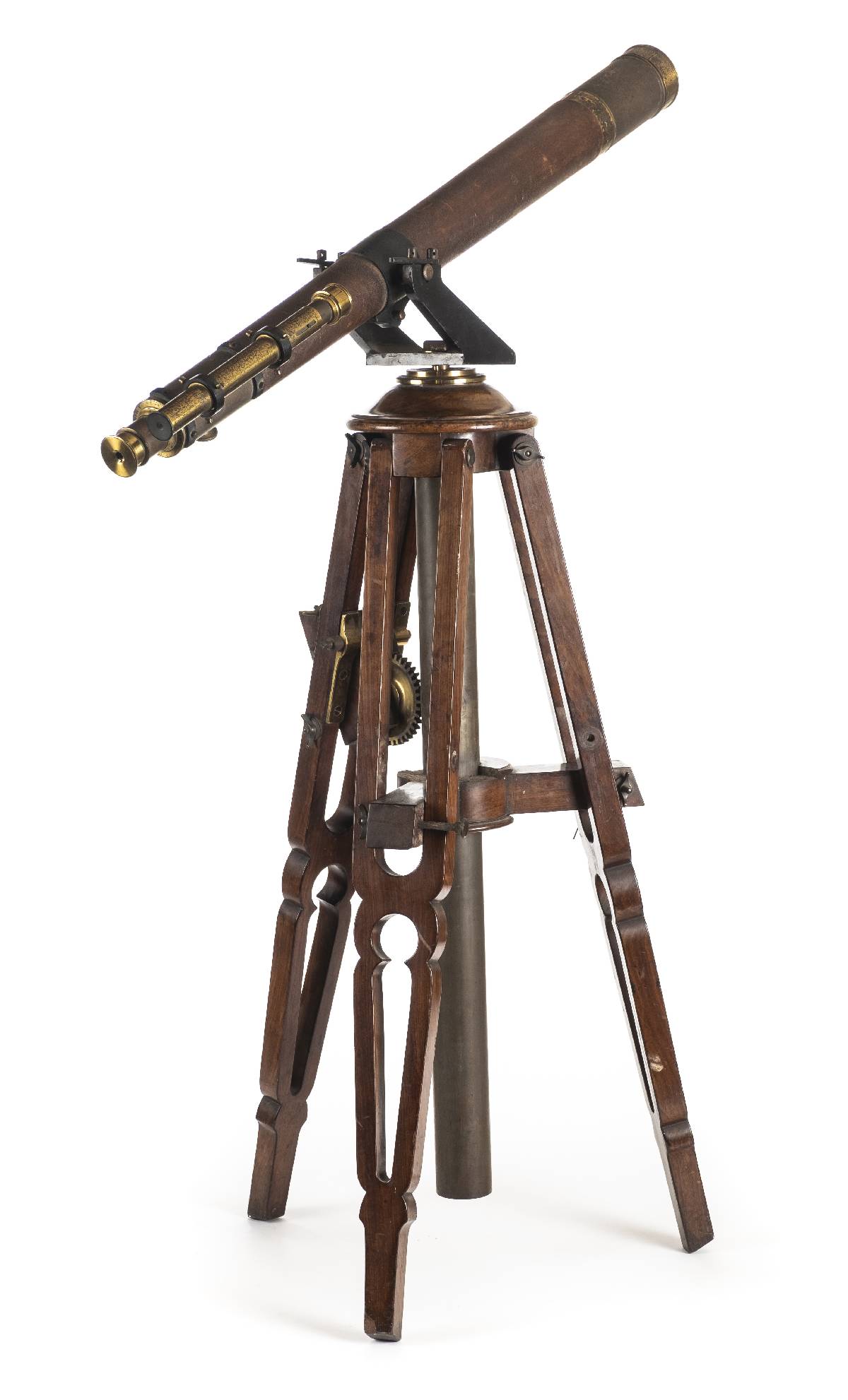 *Telescope. Late 19th century telescope by A Santi, Marseille, with adjustable lens on a fine