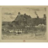 *Buhot (Felix, 1847-1898). Les Petites Chaumieres, 1878, etching, drypoint, aquatint and roulette on