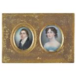 *Portrait Miniatures. A pair of oval portrait miniatures, circa 1814, two head and shoulder