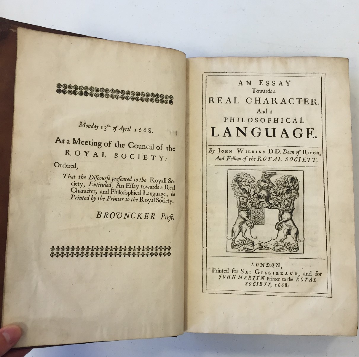 Wilkins (John). An Essay Towards a Real Character, and a Philosophical Language, 2 parts in one, 1st - Image 5 of 8