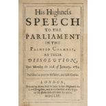 [Cromwell, Oliver]. His Higness Speech to the Parliament in the Painted Chamber, at their
