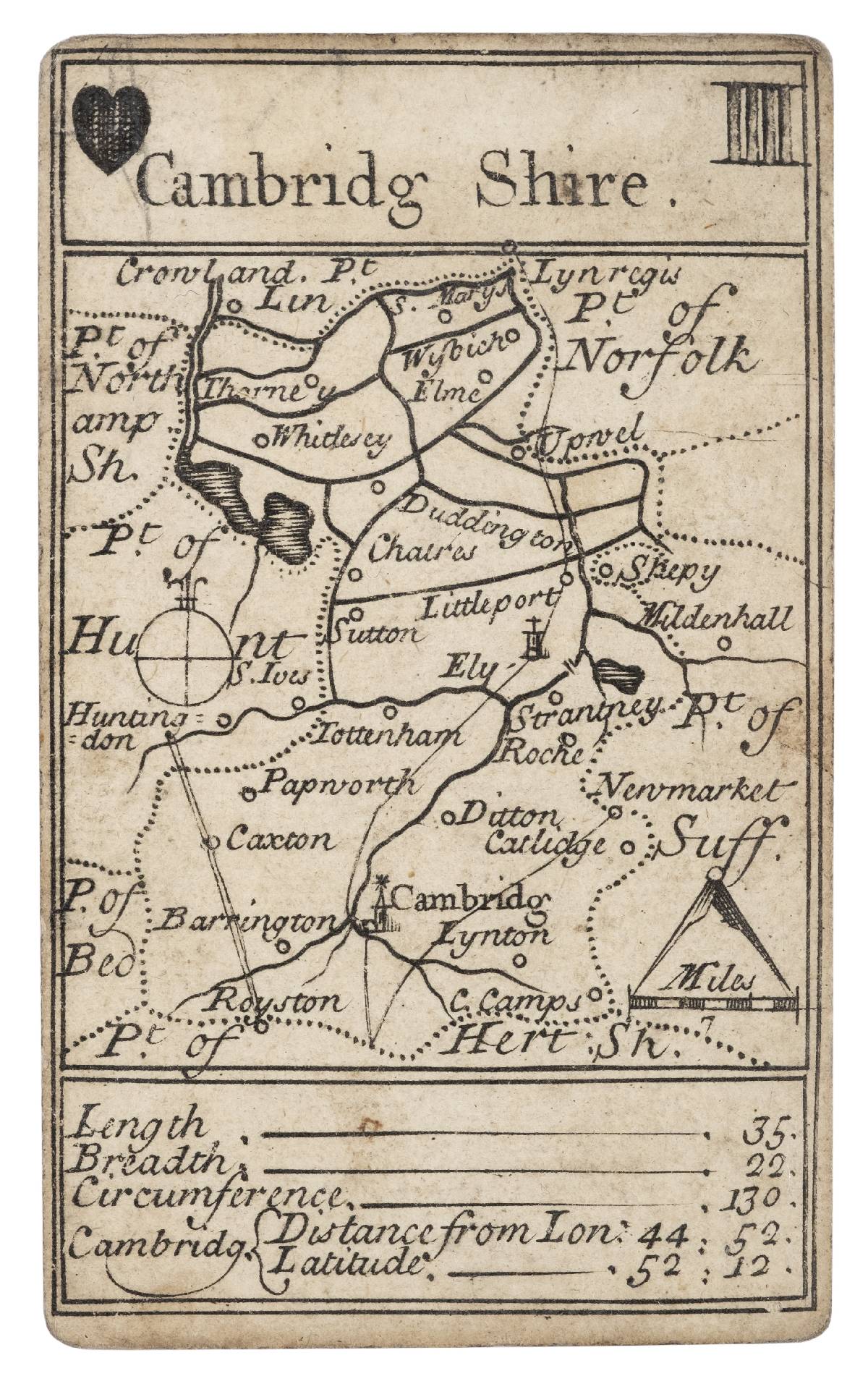 Lenthall (John). A set of 49 (of 52) playing card maps and two explanation cards, circa 1717, - Image 5 of 9