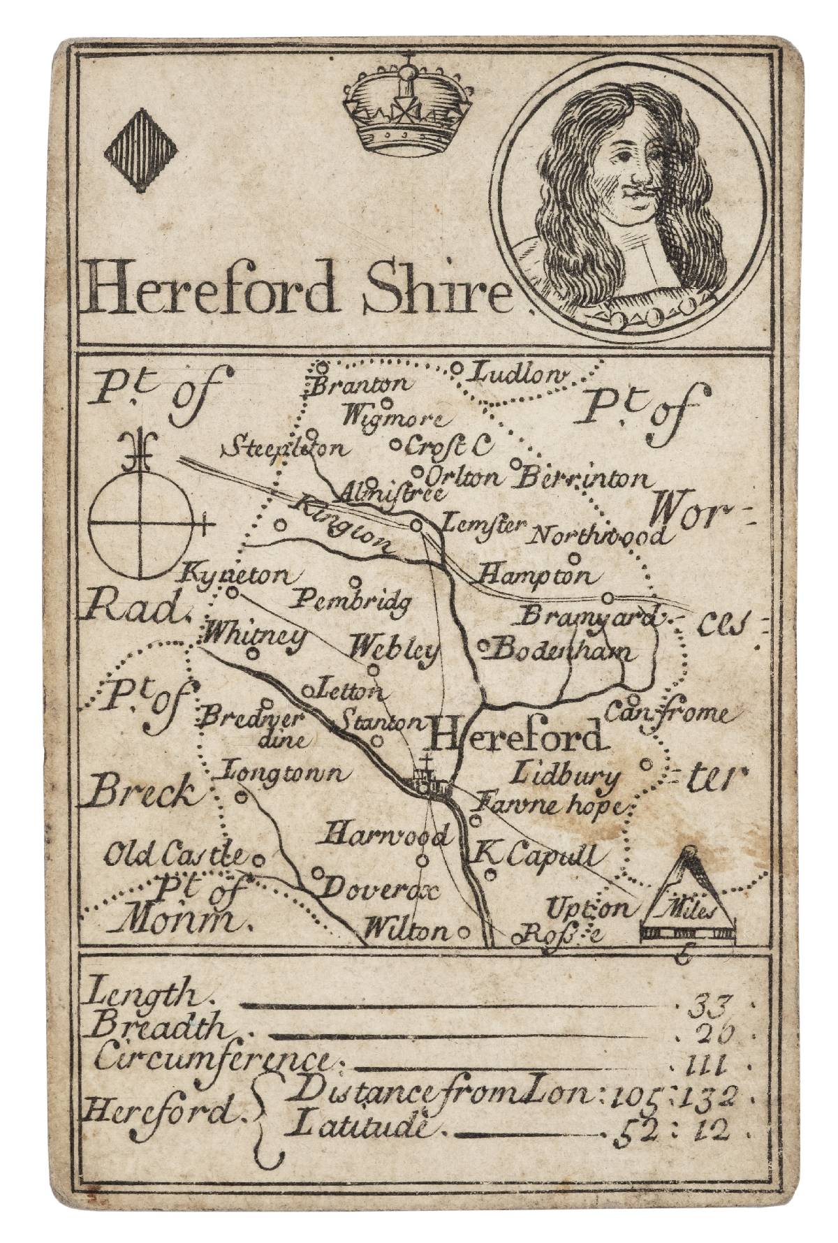 Lenthall (John). A set of 49 (of 52) playing card maps and two explanation cards, circa 1717, - Image 2 of 9