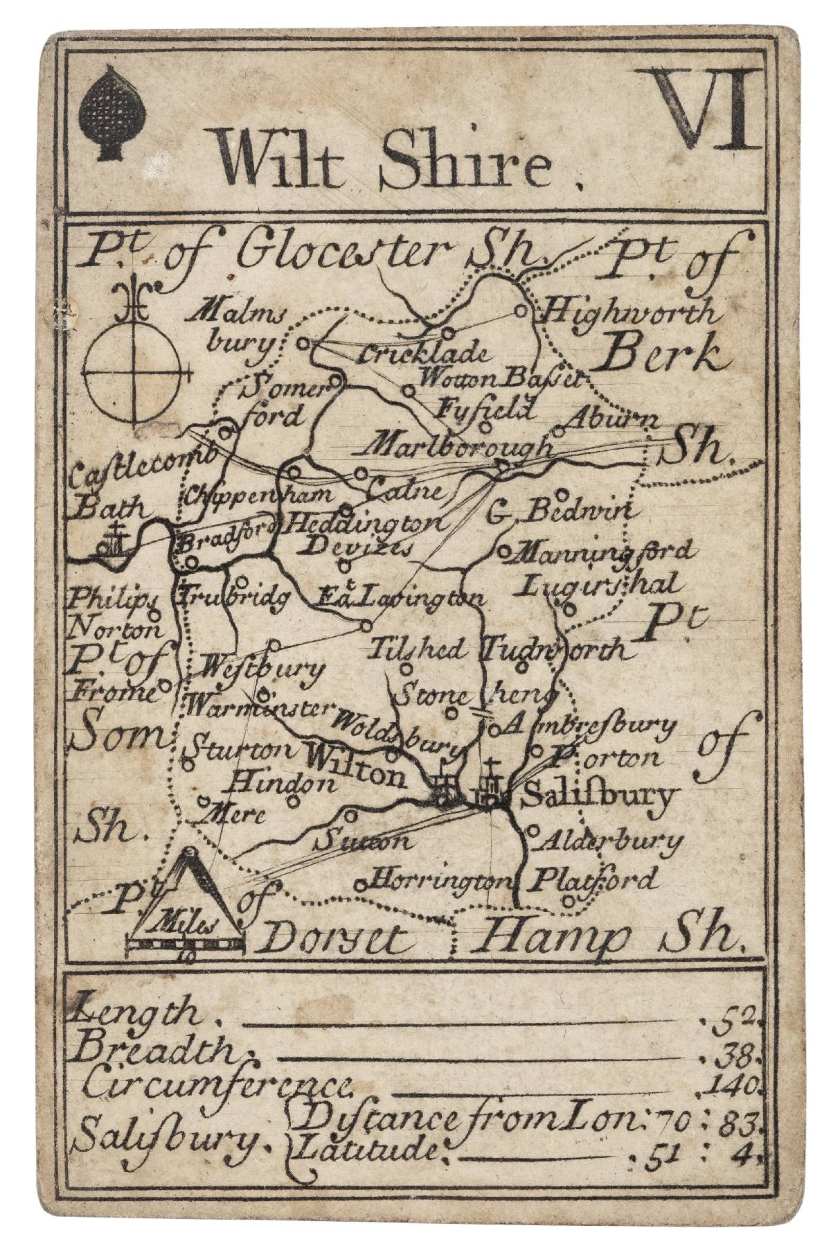 Lenthall (John). A set of 49 (of 52) playing card maps and two explanation cards, circa 1717, - Image 4 of 9