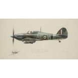 *Brown (Stephen, 1961-). Hawker Hurricane, watercolour on paper, showing Hawker Hurricane IIB BE 485