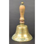 *Air Raid Precaution. WWII brass Air Raid Warden's bell, stamped 'A.R.P. Bow St' with wooden