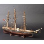 *Model Ship. Scratch built model of trading vessel 'Sir Lancelot', with three rigged masts, deck