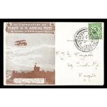 *Postal History - First UK Aerial Post. A group of four first UK aerial post flown postcards,