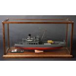 *Model Ship. Scratch built model of 'SS Empire Dace' 1942, in grey and red with smaller model of the