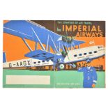 Imperial Airways. The Comfort of Air Travel, 1932, folded brochure poster with artwork by V.L.