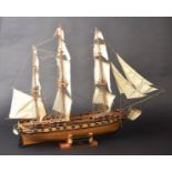 *Model Ship. Wooden scale model of the 'U.S. Constellation 1798', with three fully rigged sales,