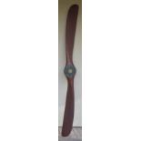 *Propeller. WWI RFC wooden aircraft propeller, laminated wood with green painted boss, the tips with