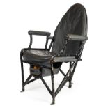 *Aircraft Seat. De Havilland Rapide grey leather chair, 1930s, with aluminium frame and lifejacket