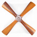 *Propeller. WWII four blade winch propeller, the laminated blades of two tone wood, various stamps