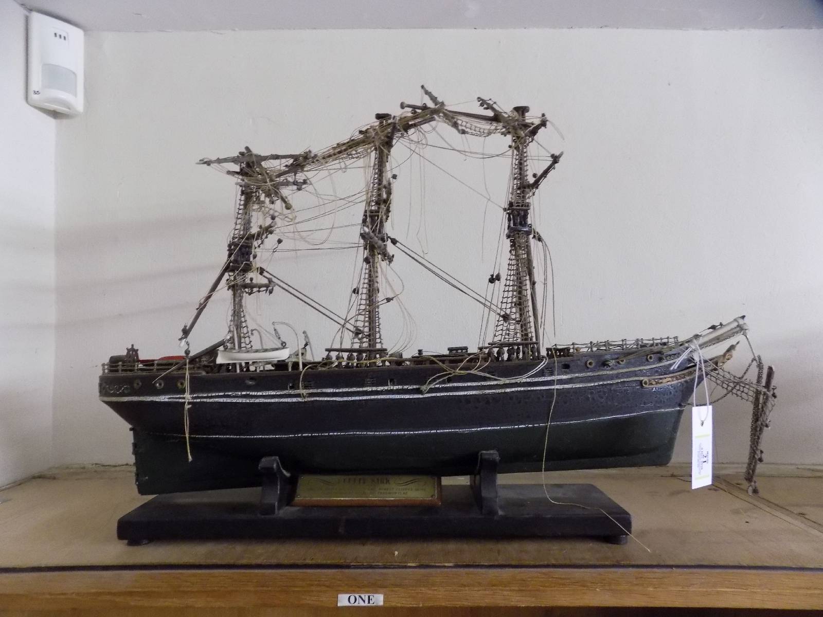 *Cutty Sark. Scratch built wooden scale model, three fully rigged masts with deck fittings, black