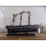 *Cutty Sark. Scratch built wooden scale model, three fully rigged masts with deck fittings, black