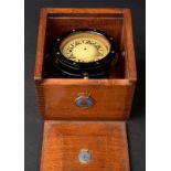 *WWII period compass, the wooden box bearing the naval crest of Royal Naval Mine Sweepers, the