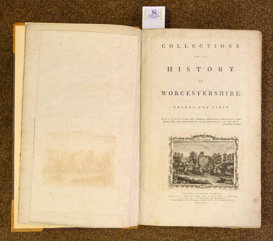 Nash (Treadway Russell). Collections for the History of Worcestershire, 2 volumes, 1st edition, - Image 6 of 13