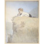 *Appleton (Honor C., 1879-1951). A boy lay upon the hillside, watercolour with traces of pencil on