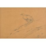 *Lodge (George Edward, 1860-1954). Golden Eagle on a rocky outcrop, pencil sketch on pale brown