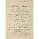 Mazzinghi (Joseph ). Sapho et Phaon, The Grand Ballet, as performed at the King's Theatre Haymarket,