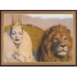 *Birmingham (Christian, 1970-). Aslan and the White Witch, 1998, chalk pastel, showing head and