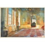 *Creswell (Alexander, 1957-). Holkham Hall, watercolour on paper, interior view, signed lower