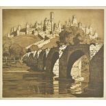 *Barry (Claude Francis, 1883-1970). City of Carcassone-Evening Light, 1935, aquatint with etching,