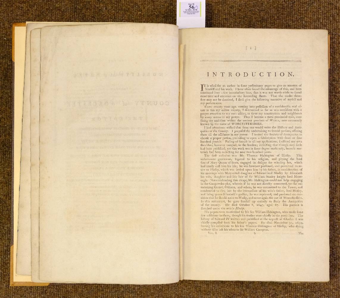 Nash (Treadway Russell). Collections for the History of Worcestershire, 2 volumes, 1st edition, - Image 8 of 13