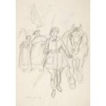 *Brock (Charles Edmund, 1870-1938). Stern Critics, pencil on paper, depicting a pretty young lady in
