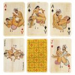 *Playing cards. A rare deck of Kama Sutra playing cards, Indian, circa 1930, a complete set of