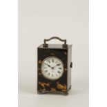 A FRENCH TORTOISESHELL AND SILVER CARRIAGE CLOCK