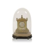 A FRENCH ORMOLU AND PORCELAIN PANELLED MANTEL CLOCK