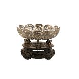 SILVERED-METAL FILIGREE BOWL, LATE QING DYNASTY