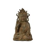 SEATED GILT-BRONZE GUANYIN, MING OR LATER