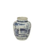 LARGE BLUE AND WHITE JAR, TRANSITIONAL PERIOD