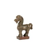 SMALL RARE BRONZE FIGURE OF A HORSE, HAN DYNASTY