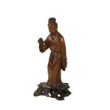 CARVED WOOD FIGURE, QING DYNASTY, 19TH CENTURY