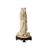 LARGE CARVED IVORY FIGURE, LATE 19TH / EARLY 20TH CENTURY