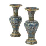 PAIR OF CLOISONNE VASES, LATE QING DYNASTY