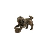 SMALL BRONZE FU LION, MING DYNASTY 17TH CENTURY