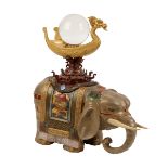 IMPRESSIVE GILTWOOD AND LACQUER MODEL OF AN ELEPHANT